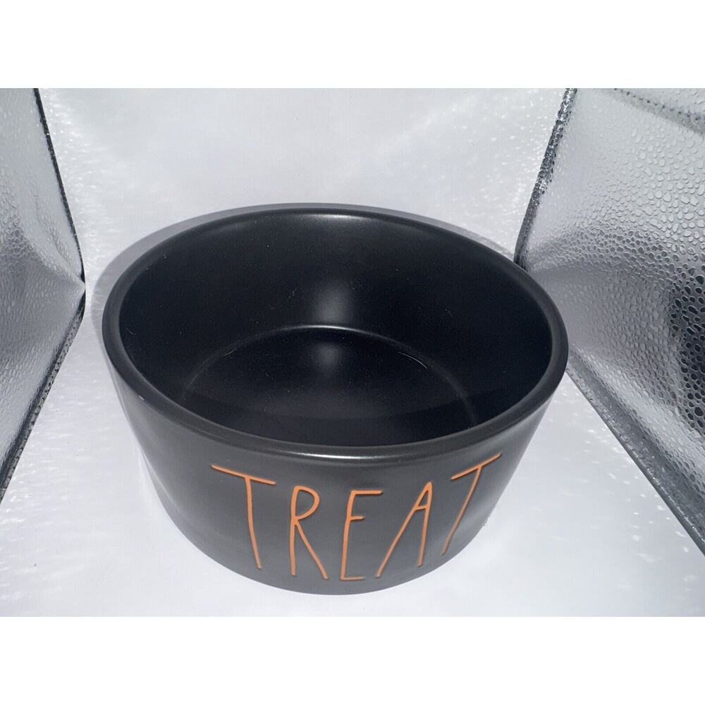 Rae Dunn TREAT Black Orange Pet Dog Food Water Bowl Dish Replacement - Picture 2 of 4
